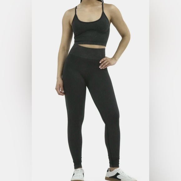 No Boundaries Black Set High-Waisted Leggings and tap - Picture 1 of 6